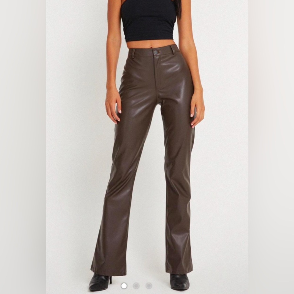 Motel rocks Faux Leather Brown Pants